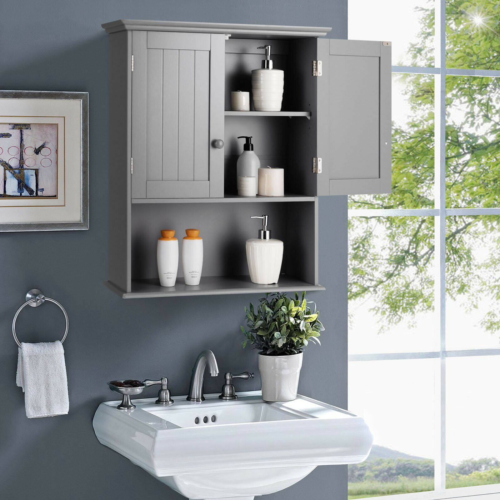 Wall Mounted Bathroom Storage Cabinet with Adjustable Shelf